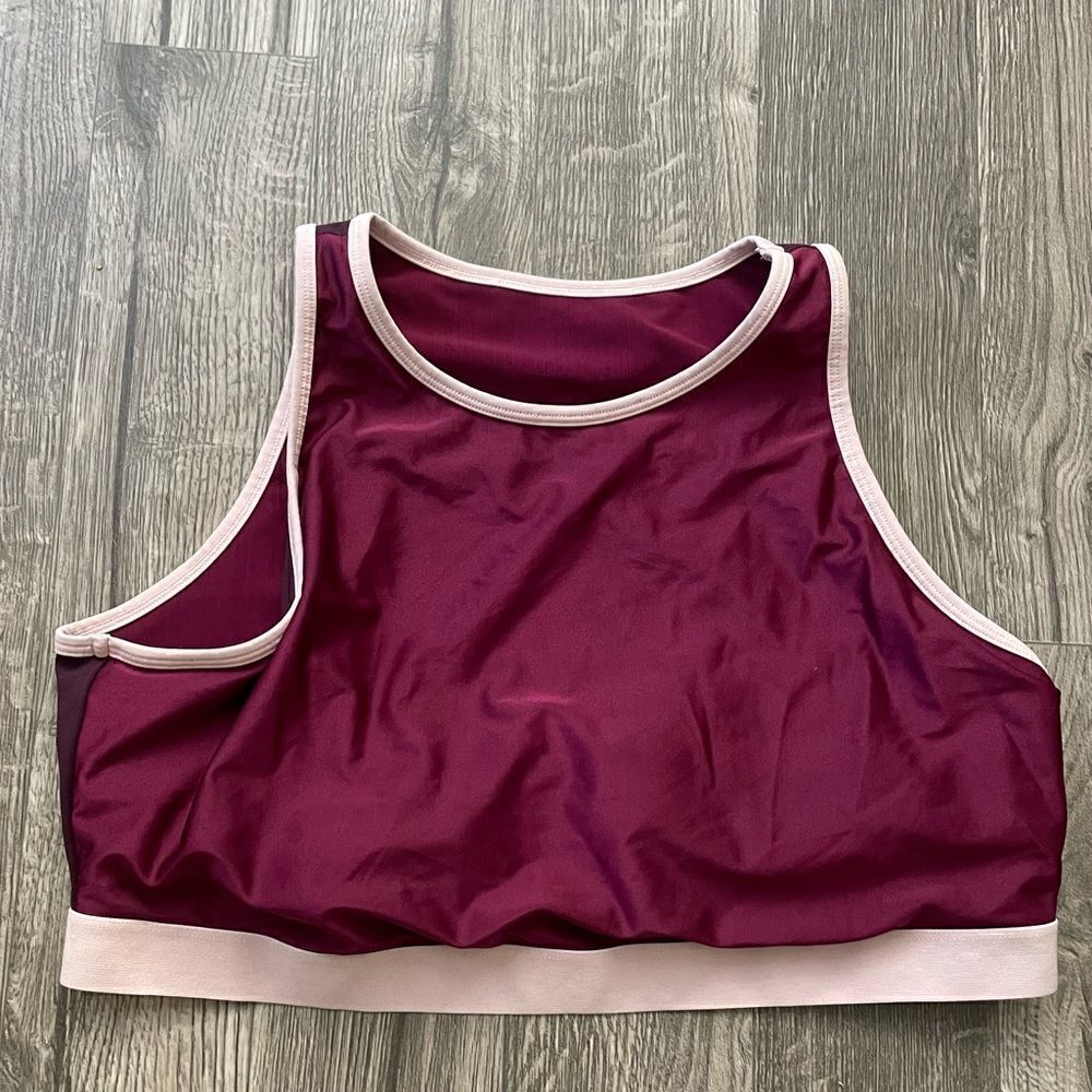 Fabletics Luana Maroon Midi Sports Bra Performance Color Block - Picture 6 of 7